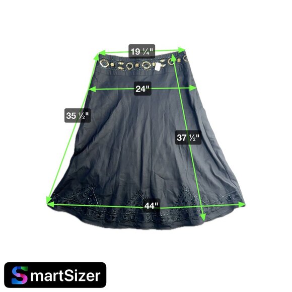 Lino USA Womens Black Maxi Skirt NEW Embroidered Hem Sequin Waist Detail 2X‎ - Picture 2 of 6